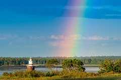 Rainbow Streaks Across Sky by Lubec Channel Light
